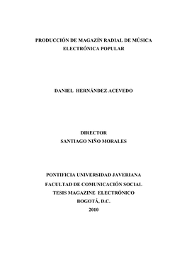 Producción De Magazín Radial De Música Electrónica Popular