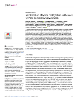 Identification of Lysine Methylation in the Core Gtpase Domain by Gomadscan
