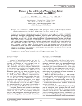 Changes in Size and Growth of Anadyr Chum Salmon (Oncorhynchus Keta) from 1962-2007