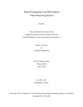 Rapid Prototyping of an FPGA-Based Video Processing System