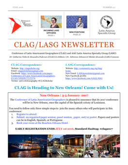 Clag/Lasg Newsletter