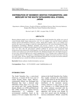 Distribution of Sediment, Benthic Foraminifera and Mercury in the South Yatsushiro Sea, Kyushu, Japan