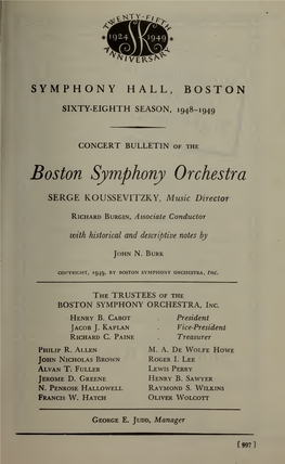 Boston Symphony Orchestra Concert Programs, Season 68, 1948-1949