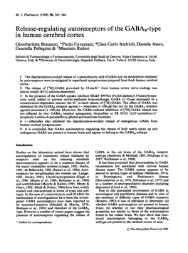 Release-Regulating Autoreceptors of the GABAB-Type in Human Cerebral Cortex