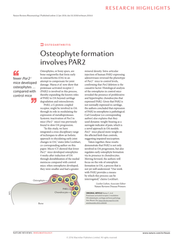 Osteophyte Formation Involves PAR2