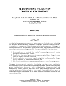 Re-Engineering Calibration in Optical Spectroscopy
