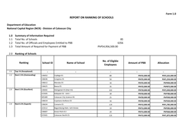 Report on Ranking of Schools