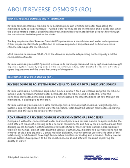 About Reverse Osmosis (Ro)