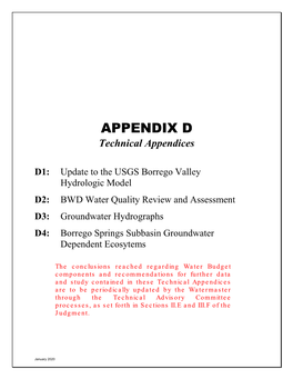 APPENDIX D Technical Appendices