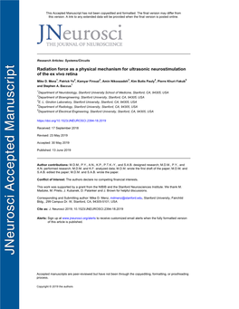 Radiation Force As a Physical Mechanism for Ultrasonic Neurostimulation of the Ex Vivo Retina