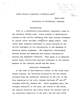 North Plateau Linguistic Diffusion Areal Haruo Aoki University Of