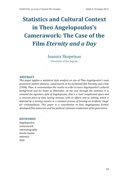 Statistics and Cultural Context in Theo Angelopoulos's Camerawork: The