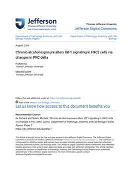 Chronic-Alcohol Exposure Alters IGF1 Signaling in H9c2 Cells Via Changes in PKC Delta