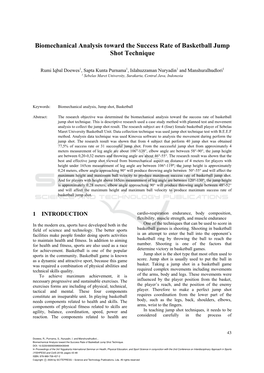 Biomechanical Analysis Toward the Success Rate of Basketball Jump Shot Technique