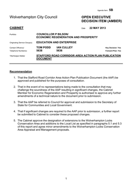 Stafford Road Corridor Area Action Plan Publication Document
