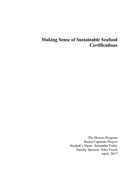 Making Sense of Sustainable Seafood Certifications