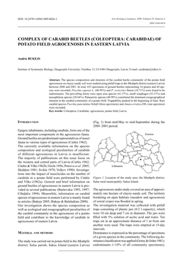 Complex of Carabid Beetles (Coleoptera: Carabidae) of Potato Field Agrocenosis in Eastern Latvia