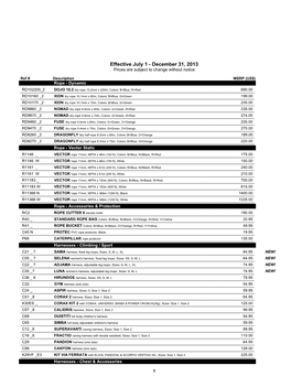 Sport Retail Price List Effective July 1 - December 31, 2013 Prices Are Subject to Change Without Notice