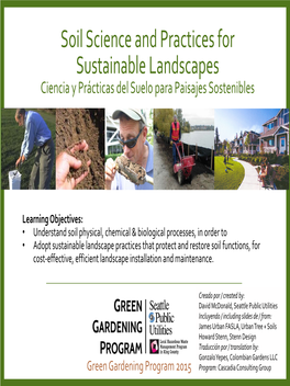 Soil Science and Practices for Sustainable Landscapes Ciencia Y Prácticas Del Suelo Para Paisajes Sostenibles