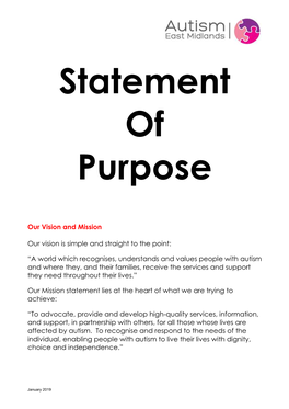 Autism East Midlands: Statement of Purpose