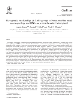 Phylogenetic Relationships of Family Groups in Pentatomoidea Based on Morphology and DNA Sequences (Insecta: Heteroptera)
