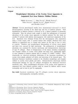 Morphological Alterations of the Eccrine Sweat Apparatus in Amputated Feet from Diabetes Mellitus Patients