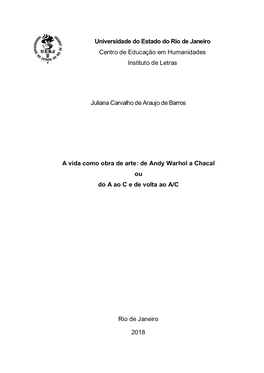 Universidade Do Estado Do Rio De Janeiro Centro De Educação Em Humanidades Instituto De Letras