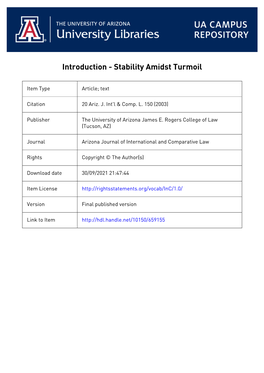 Introduction - Stability Amidst Turmoil