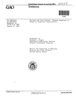 T-GGD-90-61 Savings and Loan Crisis: Federal Response to Fraud