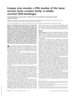 Cowpox Virus Encodes a Fifth Member of the Tumor Necrosis Factor Receptor Family: a Soluble, Secreted CD30 Homologue