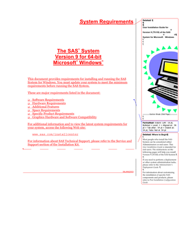 System Requirements, the SAS System Version 9 for 64-Bit
