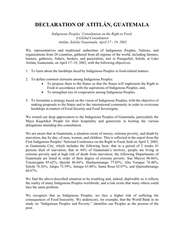 Declaration of Atitlán, Guatemala