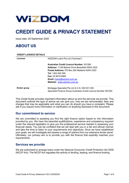 Credit Guide & Privacy Statement