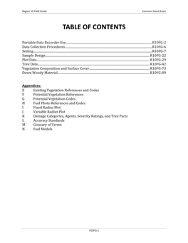 Region 10 Field Guide Common Stand Exam