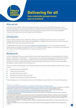 Delivering for All How Vulnerable Groups Access Post in Scotland