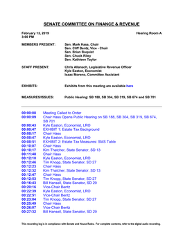 Senate Committee on Finance & Revenue