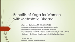 Benefits of Yoga for Women with Metastatic Disease