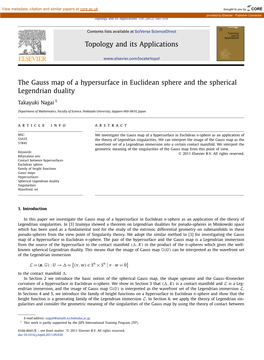 The Gauss Map of a Hypersurface in Euclidean Sphere and the Spherical Legendrian Duality