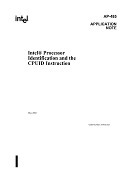 Intel® Processor Identification and the CPUID Instruction