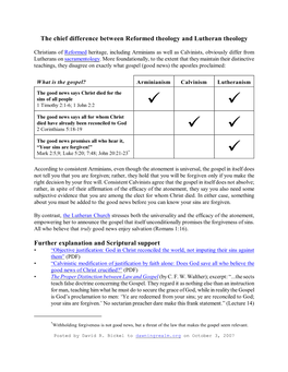 Arminianism, Calvinism, and Lutheranism