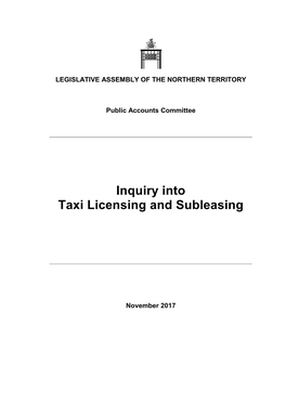 Inquiry Into Taxi Licensing and Subleasing