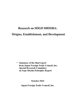 Research on SOGO SHOSHA