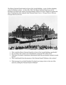 The Illinois National Guard Stands in Front of the Arcade Building - a Type of Indoor Shopping Center for Pullman Workers - on July 10Th, 1894