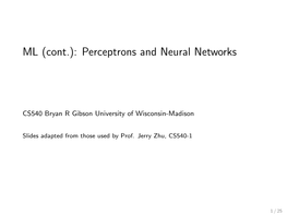 Perceptrons and Neural Networks