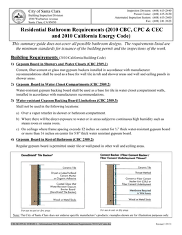 Residential Bathroom Requirements (2010 CBC, CPC &