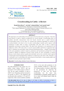 Crossbreeding in Cattle: a Review