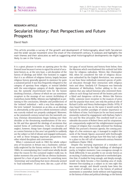Secularist History: Past Perspectives and Future Prospects