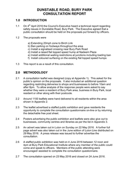 Dunstable Road, Bury Park Consultation Report