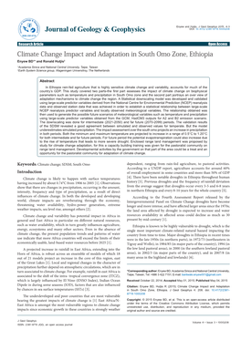 Climate Change Impact and Adaptation in South Omo Zone