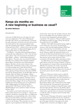 Kenya Six Months On: a New Beginning Or Business As Usual? by Ishbel Matheson